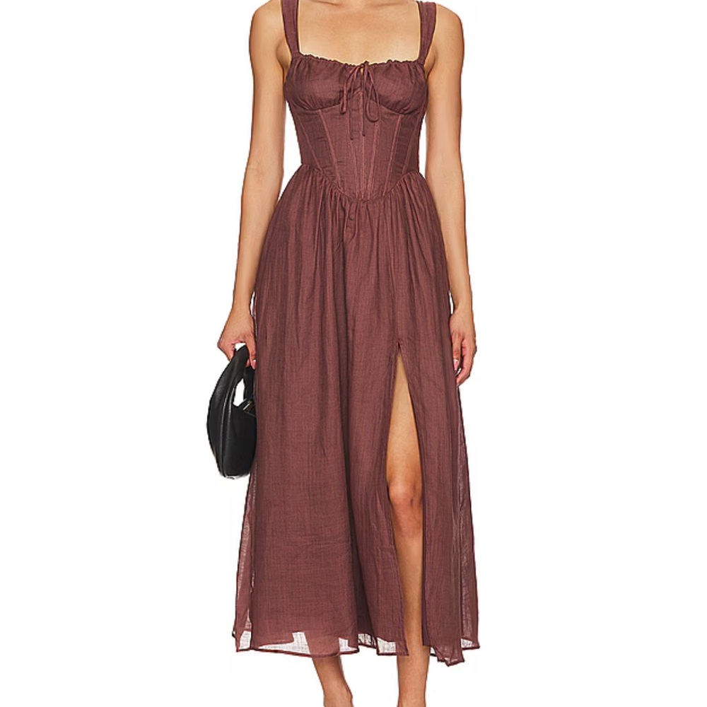 x REVOLVE Esra Midi Dress in Chocolate Brown